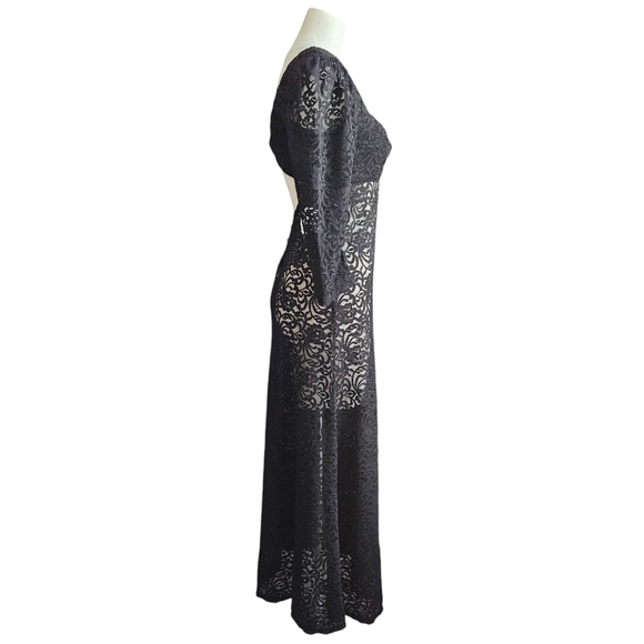 Free People Adored Black Lace Maxi Dress Sz Small NWT Whimsigoth Dark Romantic - Picture 5 of 14
